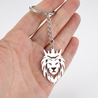 Punk Lion porte-clés à la mode en acier inoxydable évider Animal sac à dos accessoires pour voiture et bijoux idée cadeau élégant
