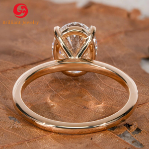 Anello Personalizzato con Diamante Coltivato in Laboratorio, Oro Massiccio 10K 14K 18K, Certificato IGI, CVD HPHT, Solitario Ovale Classico per Matrimonio da Donna - Product Image 3