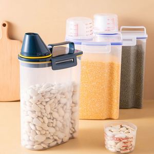 Récipient de stockage de riz scellé transparent distributeur d'aliments secs pour céréales avec tasse à mesurer - Product Image 1