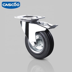 Roda Industri CASCO0 5 Inci 6 Inci dengan Pelek Baja, Karet Padat, Putar, dan Bantalan Rol, Warna Hitam untuk Gerobak Dorong - Product Image 2