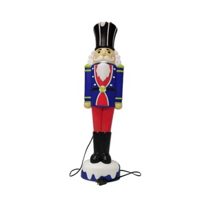 Kunststoff Handwerk Nussknäußer Soldat groß Lebensgröße PP Kunststoff 31 Zoll Soldat Dekor Weihnachten LED-Lichter - Product Image 1