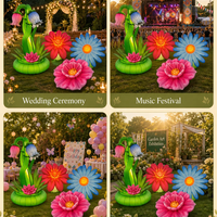 Fleur gonflable géante réaliste à pétales multicouches pour décoration commerciale extérieure et intérieure