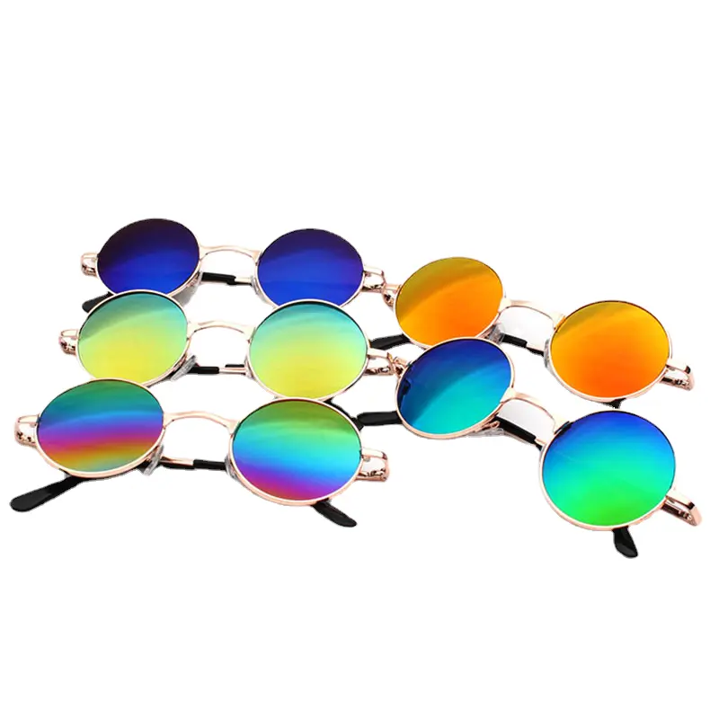 Оптовая продажа от производителя, детские солнцезащитные очки, металлические Пружинные зеркальные цветные пленочные очки, Детские пляжные очки