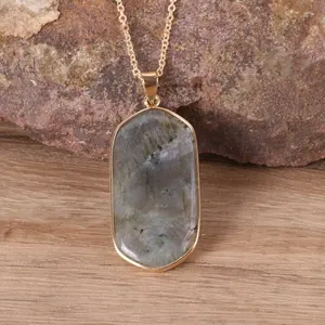 Amazon labradorite Amethyst natural stone pendant necklace fashion necklace 2023 trendy jewelry