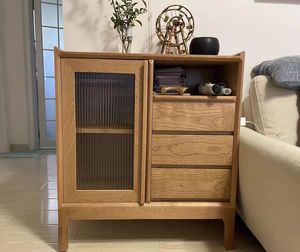 Nordic living room White Oak <span class=keywords><strong>Cherry</strong></span> Wood Storage Home Dining sideboard Nordic Gỗ Óc Chó đen Bắc Mỹ Tủ trà gỗ rắn phòng khách - Product Image 5