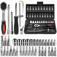 Kit d'outils à cliquet 46 pièces en acier au carbone avec embouts de 1/4 de pouce pour l'entretien des véhicules