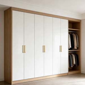 Armoire en bois massif sur mesure Balom, grande capacité de rangement, meubles de chambre à coucher avec portes miroir, armoire en bois foncé et design moderne - Product Image 5