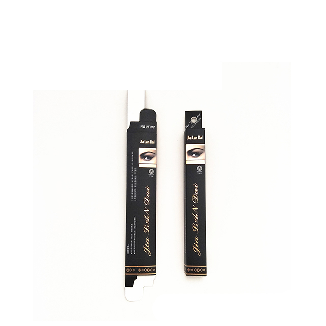 Mince adapté aux besoins du client imprimé noir eyeliner emballage avec trou suspendu feuille d'or estampage logo