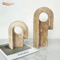 Décoration intérieure de style européen minimaliste, artisanat géométrique, marbre travertin naturel, forme hémisphérique personnalisée, beige poli