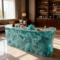 Table de bar en acrylique transparente et lumineuse de style hôtelier Crystal Island, design contemporain, pour la maison, la cuisine et le salon, hôtel