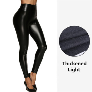 <span class=keywords><strong>Leggings</strong></span> da donna a vita alta in ecopelle con controllo pancia elasticizzato sottile fodera in pile traspirante e formale per l'estate - Product Image 5
