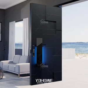 Último <span class=keywords><strong>Design</strong></span> Americano para Projetos Residenciais: Porta de Entrada Moderna Personalizada em Alumínio com Luz LED - Product Image 3