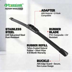 ใบปัดน้ำฝนยูนิเวอร์แซลไร้โครงยี่ห้อ YOUNGLOOK แบบยางนิ่ม ดีไซน์ตามหลักอากาศพลศาสตร์ ปัดน้ำฝนได้สะอาดหมดจด สำหรับรถยนต์ Civic CR-V City - Product Image 3