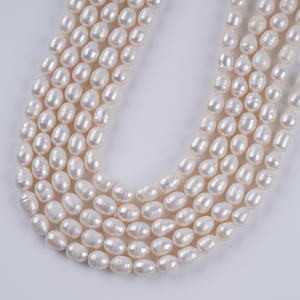 Perles de riz d'eau douce de 8-9 mm en gros de Zhuji, perles naturelles blanches semi-finies, accessoires de bricolage - Product Image 3