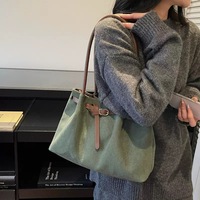 Tas Tote Wanita Premium Tekstur Vintage Niche Suede Frosted Lipit Model Dumpling Tahan Air dengan Ritsleting, Promo Hot Sale