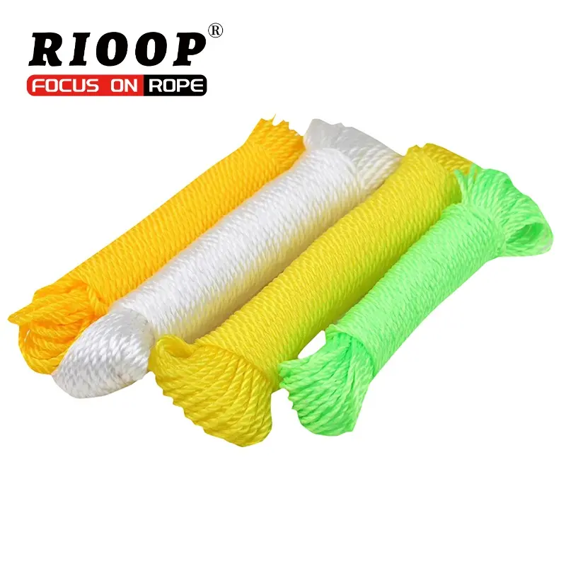 RIOOP حبل من البولي إيثيلين عالي الكثافة بلاستيكي 3 مم 600 جرام لون أبيض حبل ملون PE جودة عالية مواد خام جديدة