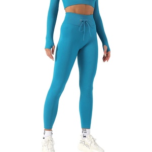 Conjunto Deportivo de Talla Grande para Mujer, con Cierre, Manga Larga, Acanalado, sin Costuras, para Gimnasio, Ropa Deportiva, Yoga - Product Image 5