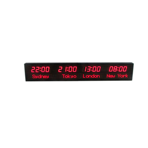 Horloge numérique industrielle LED multi-fuseaux horaires (4 villes) avec affichage 12/24 heures et lumière verte - Prix usine - Product Image 3