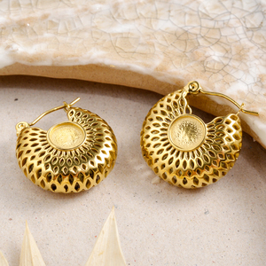 Boucles d'oreilles tendance géométriques en acier inoxydable plaqué or 18 carats imperméables personnalisées à la mode - Product Image 2