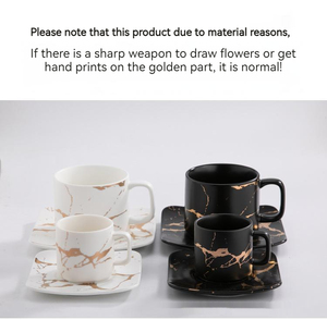 Set di Tazze e Piattini in Ceramica di Lusso Stile Nordico con Effetto Marmo Dorato 100/250ml per Acqua, Tè e <span class=keywords><strong>Caffè</strong></span> per Feste - Product Image 4