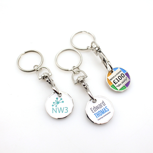 Nhà Sản Xuất Tại Trung Quốc Tùy Chỉnh Thiết Kế Kim Loại Đóng Dấu Men Logo Nickel Mạ Xe Đẩy Coin Keychain - Product Image 2