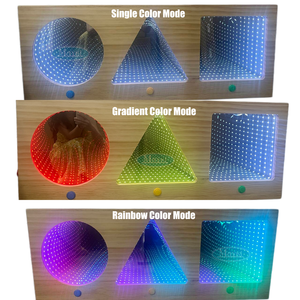 Pannello Sensoriale in Legno con Specchio Infinito, Esperienza Sensoriale, Luce LED Multicolore a Tunnel Infinito per Terapia dei Bambini - Product Image 6