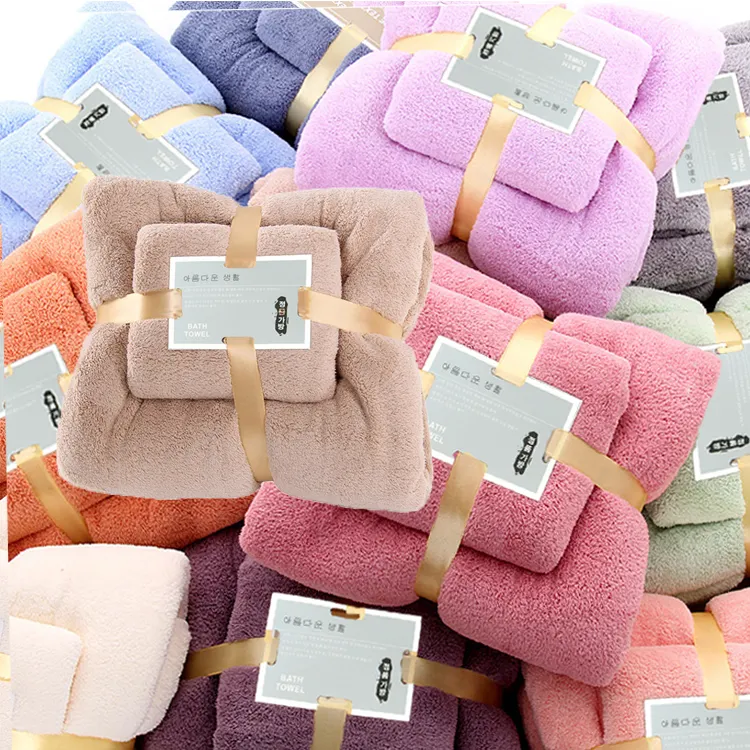 Free Samples Cheap Coral Fleece Bathroom Bath Towels Set Microfiber Towel For Towel Gift Set