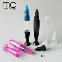 N09J Flacon souple en plastique noir pour vernis à ongles Gel Art Linner Drawing Nails Point Glue 12ml avec pinceau et capuchon d'aiguille 3 en 1