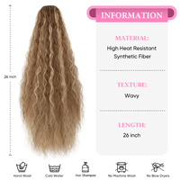Extensions de queue de cheval longues ondulées en gros, avec clip, longues, bouclées, volumineuses, à cordon, pour femmes noires, en fibre haute température
