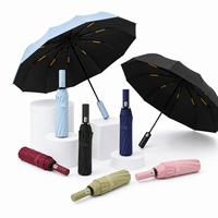 Parapluie automatique compact personnalisé de 23 pouces, 12 baleines en fibre de verre, anti-tempête, résistant au vent 10 m/s, UPF50, en pongée 210T