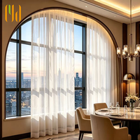 Rideau semi-transparent de luxe aspect lin, ignifuge, plissé sur mesure, pour fenêtre française, hall d'hôtel et rideaux de restaurant