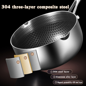 Yuedisi - <span class=keywords><strong>Olla</strong></span> para Leche de Acero Inoxidable 304 de 24 cm con Revestimiento Antiadherente de Panal y Tapa de Vidrio, Venta al por Mayor - Product Image 6