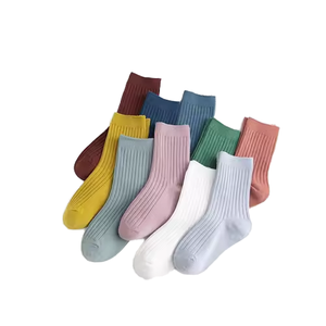 Милые 100% хлопковые носки для детей с двойной иглой, трикотажные летние однотонные носки с логотипом на заказ - Product Image 1