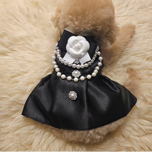 Boutique French Style Camellia Cute <b>Dog</b> Dress Pearl Accents Cotton Material Haute Couture Pet Princess Gown for Luxury Pet Shops - Product Image 3