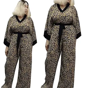 Monos y monos de una pieza para mujer, pantalones de pierna ancha de leopardo, moda
