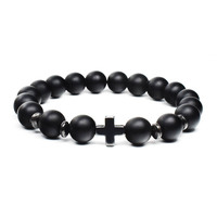 Bijoux fantaisie Bracelet croisé pour hommes avec diamant et pierre mate perles en bois perles bracelets à breloques bijoux