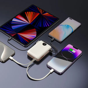 Banco de Energía Portátil con Cables Integrados, Enchufe de Pared, 10000mAh Li-Polímero, 4 Salidas, 22.5W USB-C, Carga Rápida, Diseño Delgado para Viajes, Pantalla LED, Beige - Product Image 5