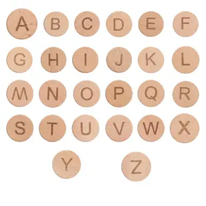 2023木制字母圆形件拼图早期学习大小写字母双面木制件认知玩具