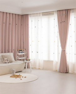 Rideaux brodés en chenille à motif d'étoiles modernes, rideaux brodés de haute qualité pour les chambres de garçons et de filles - Product Image 2