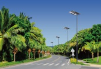 Lámpara de calle solar de aluminio todo en uno IP66 resistente al agua, certificación ROHS, nuevo diseño, uso al aire libre, fuente de luz LED para jardín y carretera