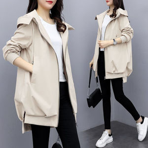 Liu Ming vente chaude produits 2025 Style coréen femmes coupe-vent pardessus décontracté à manches longues <span class=keywords><strong>mi</strong></span>-longueur vestes manteau - Product Image 2