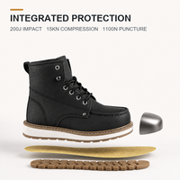 Bottes de travail à embout d'acier, tige en microfibre, semelle intermédiaire en Kevlar, résistance aux chocs 200J, résistance à la perforation 1100N, bottes de sécurité pour usage industriel