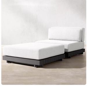 Chaise longue extérieure en <span class=keywords><strong>aluminium</strong></span> chère cadre de plage noir foncé meubles modernes de Style <span class=keywords><strong>gris</strong></span> lit de jour personnalisé - Product Image 1