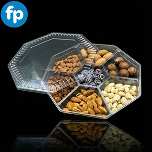 Contenedor <span class=keywords><strong>de</strong></span> Plástico PET Desechable al por Mayor con 7 Compartimentos y Tapa, Caja Dividida <span class=keywords><strong>para</strong></span> Alimentos, Frutos Secos, <span class=keywords><strong>Dulces</strong></span>, Galletas - Product Image 1