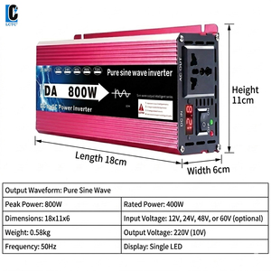 Convertisseur d'alimentation DC vers AC à onde sinusoïdale pure LCTC 12/24/48/60V, onduleur <span class=keywords><strong>800W</strong></span> <span class=keywords><strong>220V</strong></span>, <span class=keywords><strong>transformateur</strong></span> de tension certifié CE pour usage domestique - Product Image 2