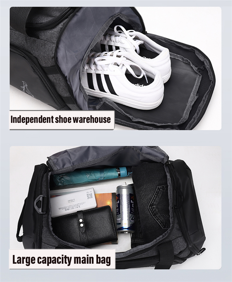 Large Capacity custom logo Travel Bag Waterproof Sport Gym Travel Sneaker Duffel Bag With Shoe Compartment