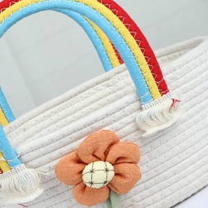 New Cotton Rope Storage <b>Basket</b> Wholesale Decorative Handheld Gift Small <b>Flower</b> Tote Bag Fashionable - Product Image 3