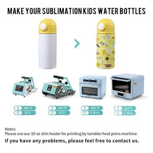 Botellas de agua para niños sublimables, 12 oz, rectas y delgadas, con tapa de colores variados para vasos infantiles. - Product Image 3