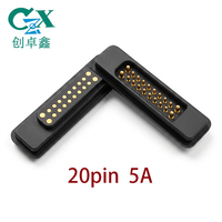 Connecteur de charge magnétique Pogo Pin personnalisé 20 broches, pas de 2,54 mm, plaqué or, 5A