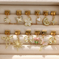 Bracelet à Breloques Italien Acier Inoxydable Plaqué Or DIY Accessoires Pendentif Nœud Fleur Module pour Bracelet à Breloques Italien